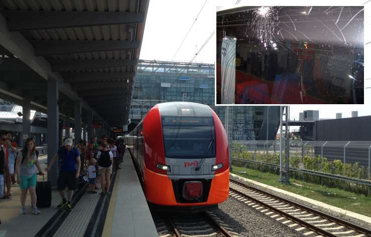 Турист разбил камнем стекло электрички в Туапсе